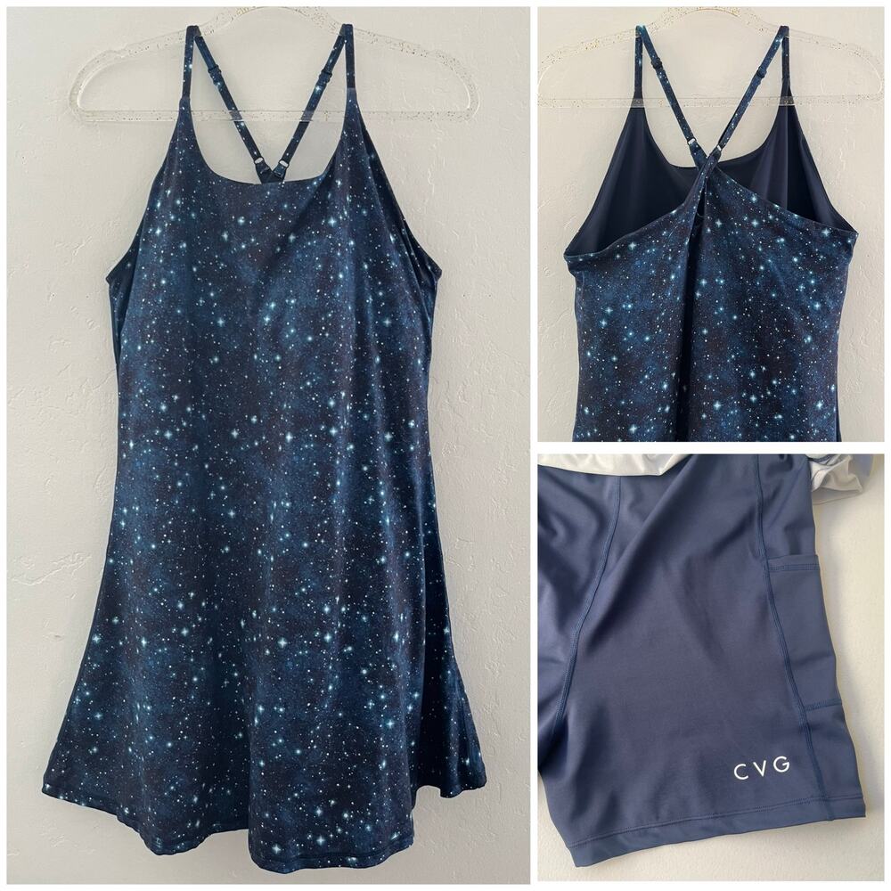 CVG Athletic Skort Dress Galaxy Print Blue XL Built-in-Shorts Athletic Outdoors